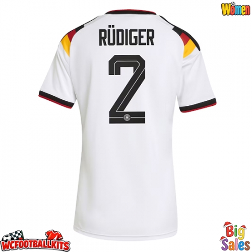 Germany Antonio Rudiger #2 Replica Home Stadium Shirt for Women World Cup 2026 Short Sleeve